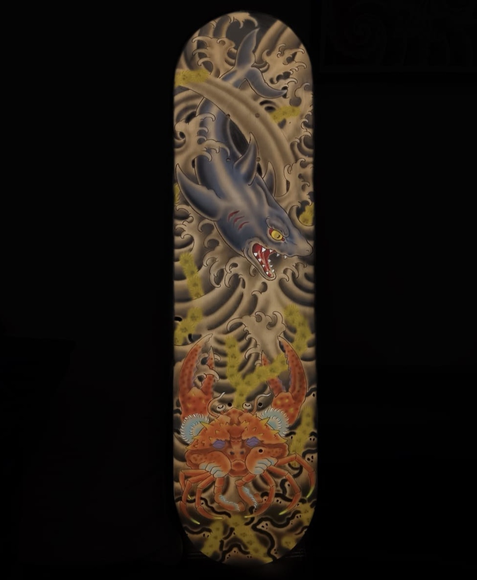 Tavola squalo e granchio